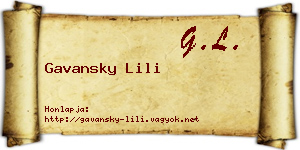 Gavansky Lili névjegykártya